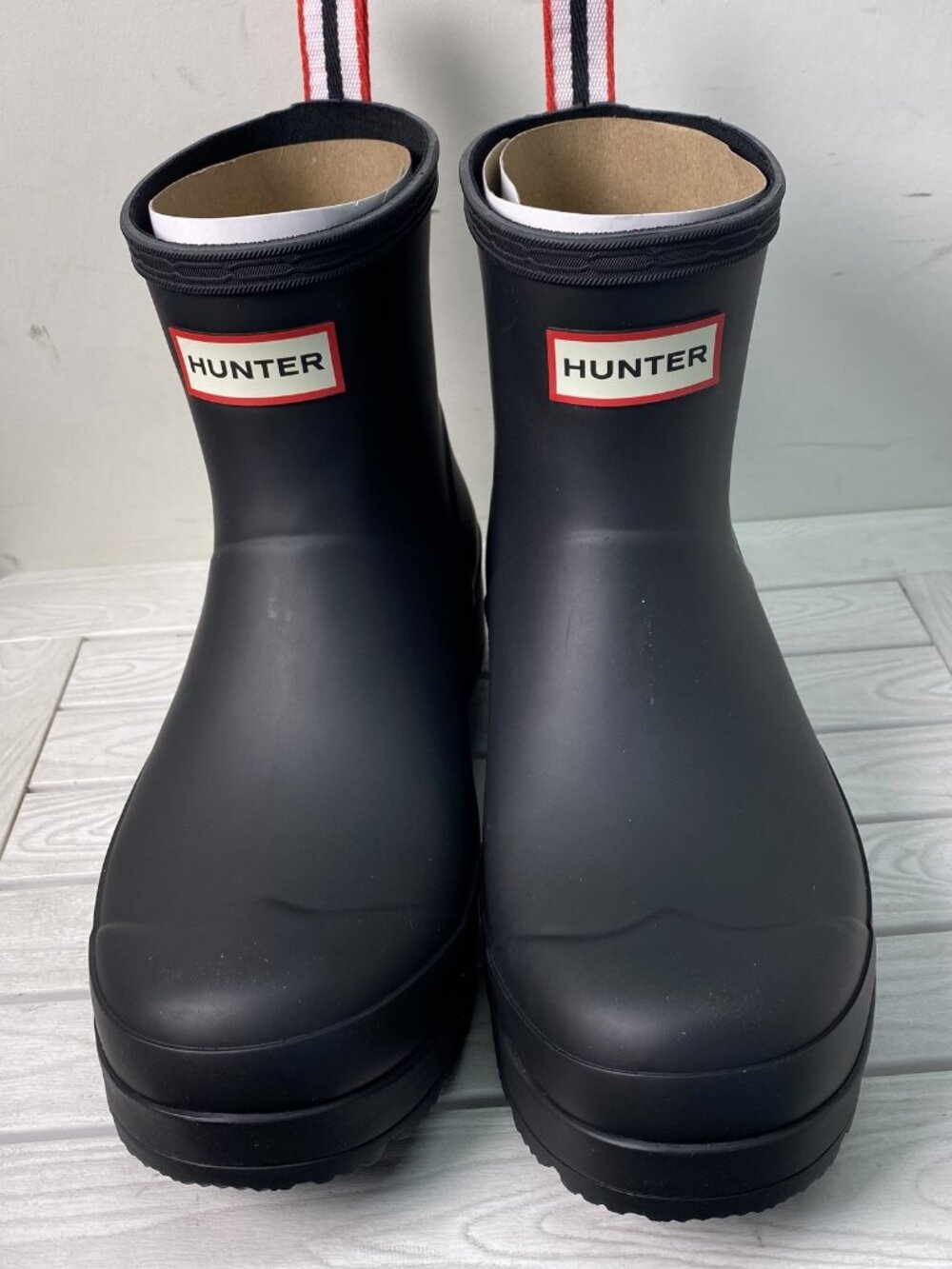 Hunter Womens Size 8 Original Play Short Rain Boots Black Rubber Wedge Bootie